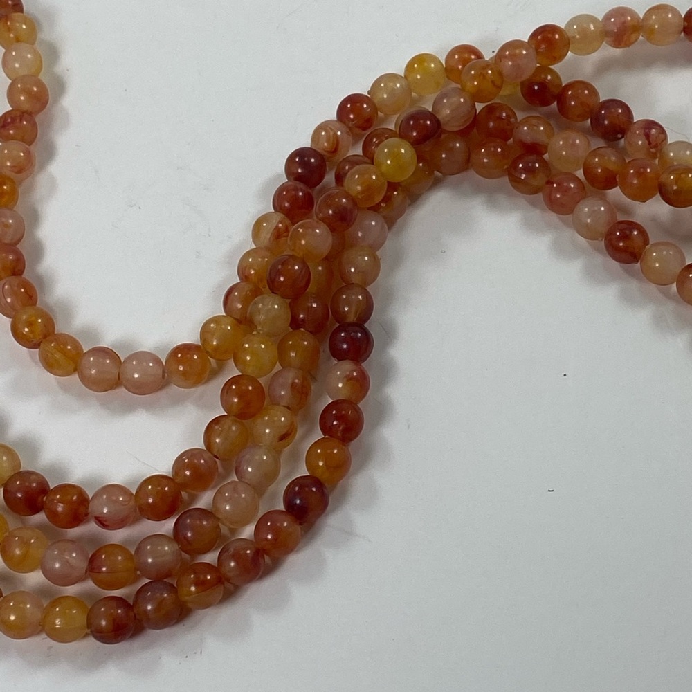 Necklace - Orange Long Single Strand of Beads - Picture 5 of 6